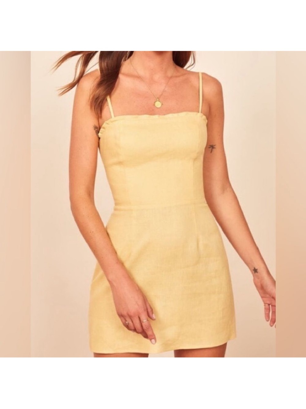 Reformation Yellow Linen Mini Dress